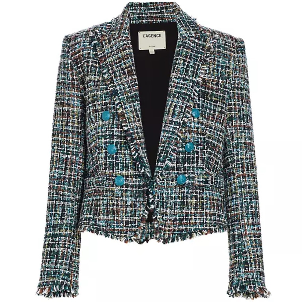 L'Agence Brooks Tweed Double Breasted Classic Blazer